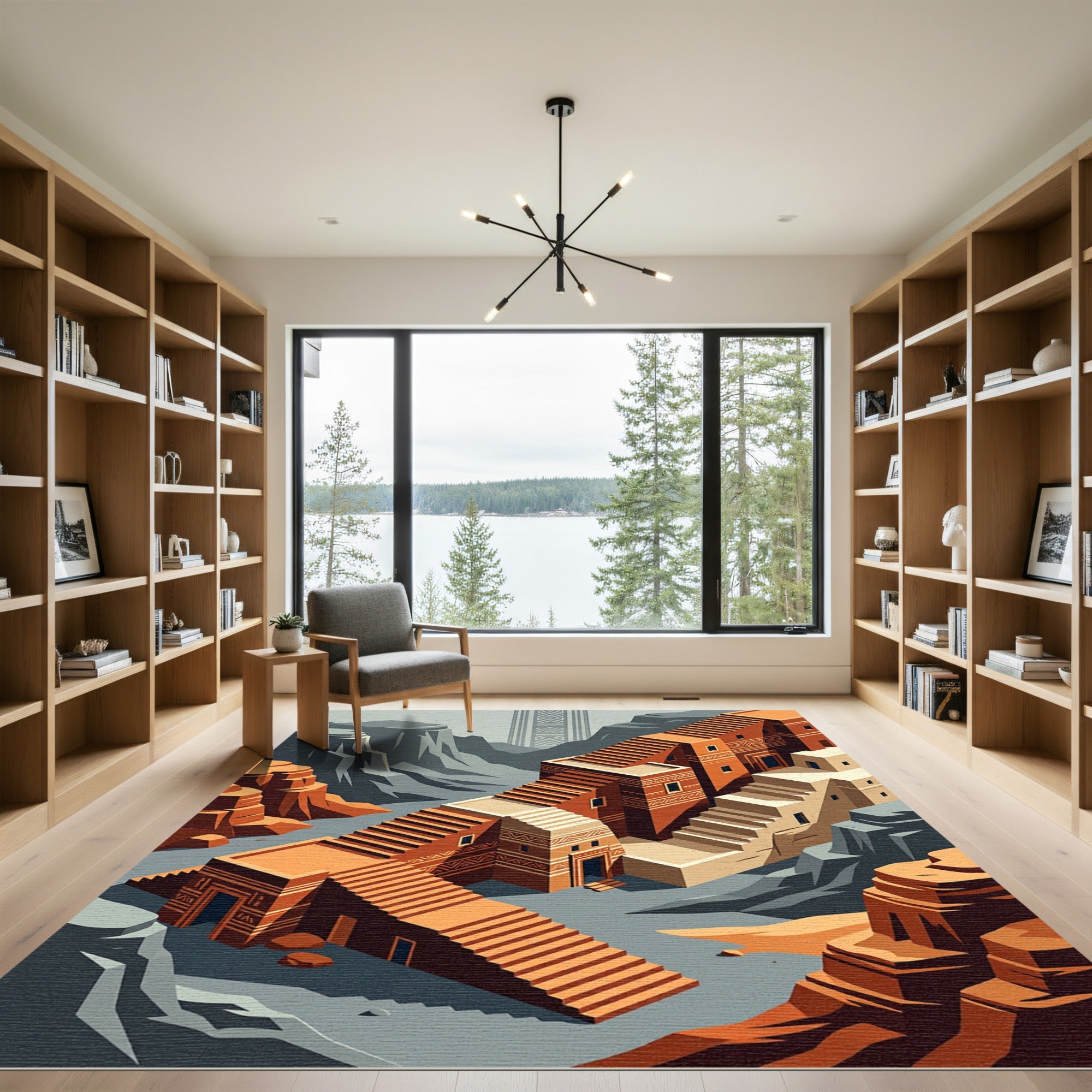 Terracotta Geometric Pueblo Arch Rug