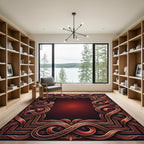 Rich Red Gold Interlocking Knot Frame Rug