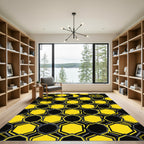 Modern Bold Yellow Black Hexagon Geometric Rug