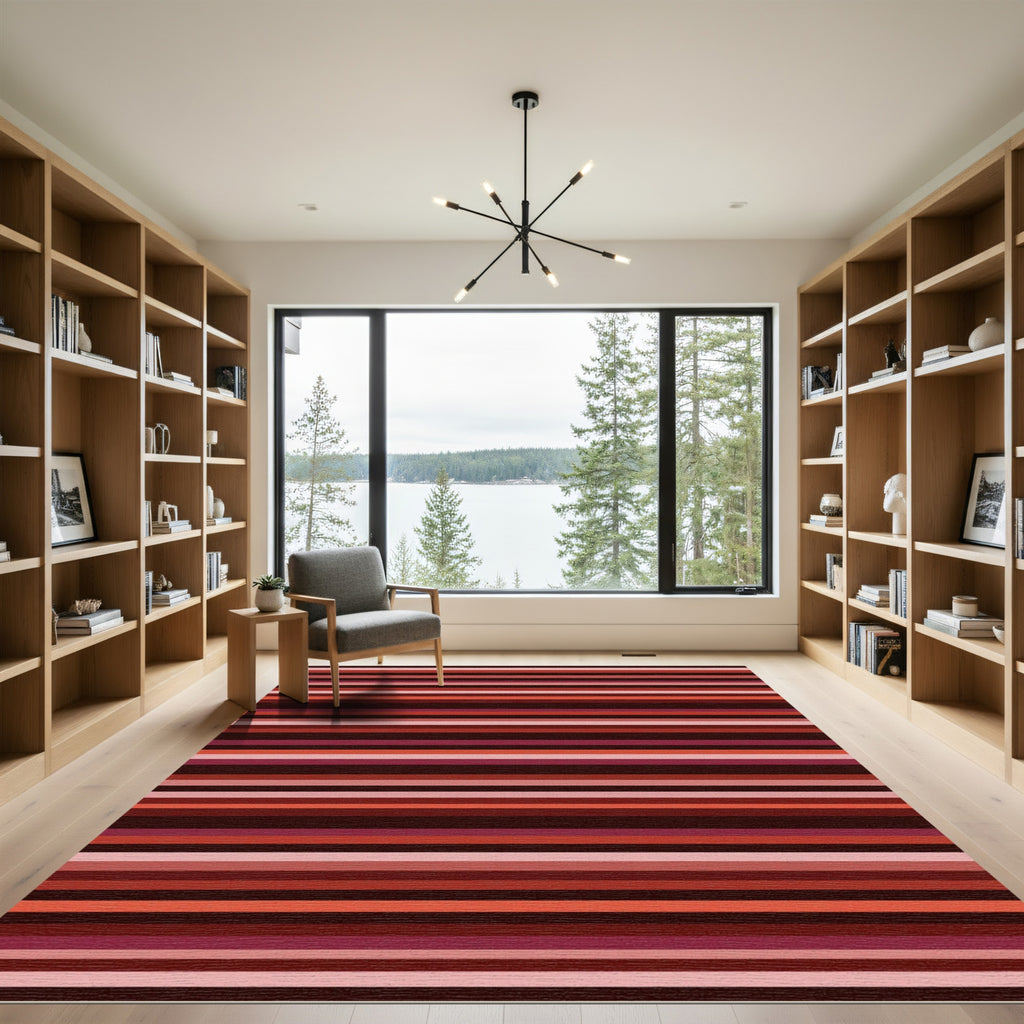 Crimson Red Gradient Stripe Rug