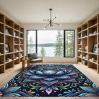 Vibrant Blue Lotus Mandala Rug