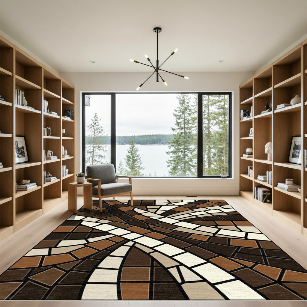 Earthy Tones Abstract Mosaic Rug