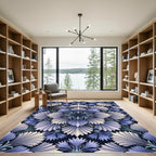 Art Nouveau Blue Cornflower Floral Rug