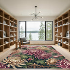 Blush and Cream Chrysanthemum Botanical Art Rug