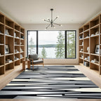 Monochromatic Silver Abstract Geometric Sharp Strips Rug