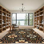 Floral Damask Medallion in Sepia Sage Rug