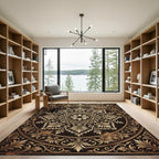 Ornate Gold Vintage Floral Medallion Rug