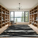 Monochrome Grunge Striped Abstract Rug