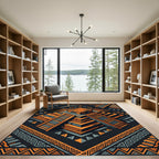 Earthy Orange Aztec Pyramid Geometric Art Rug