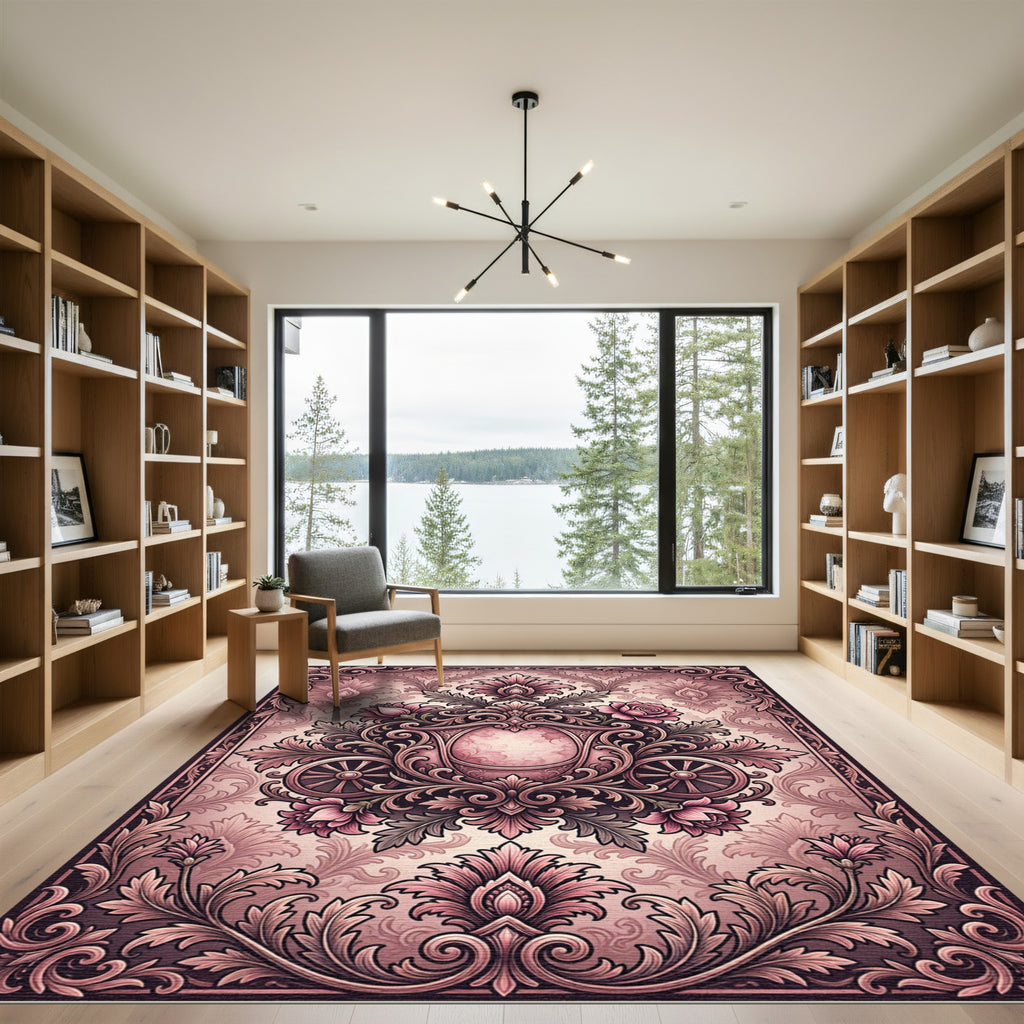 Victorian Rose Carriage Scrollwork Rug