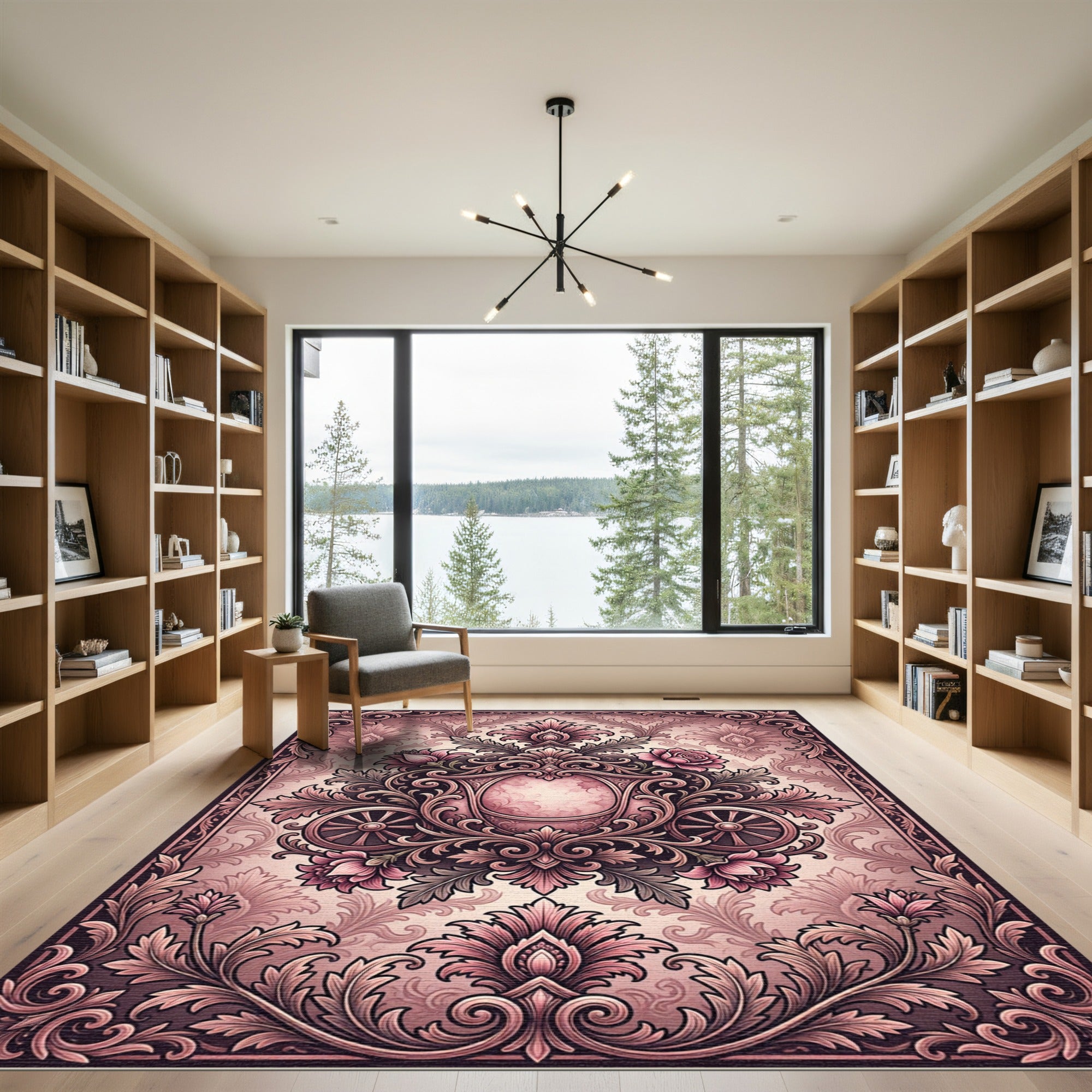 Victorian Rose Carriage Scrollwork Rug