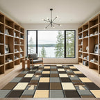 Earthy Mushroom Tiled Rectangles Rug