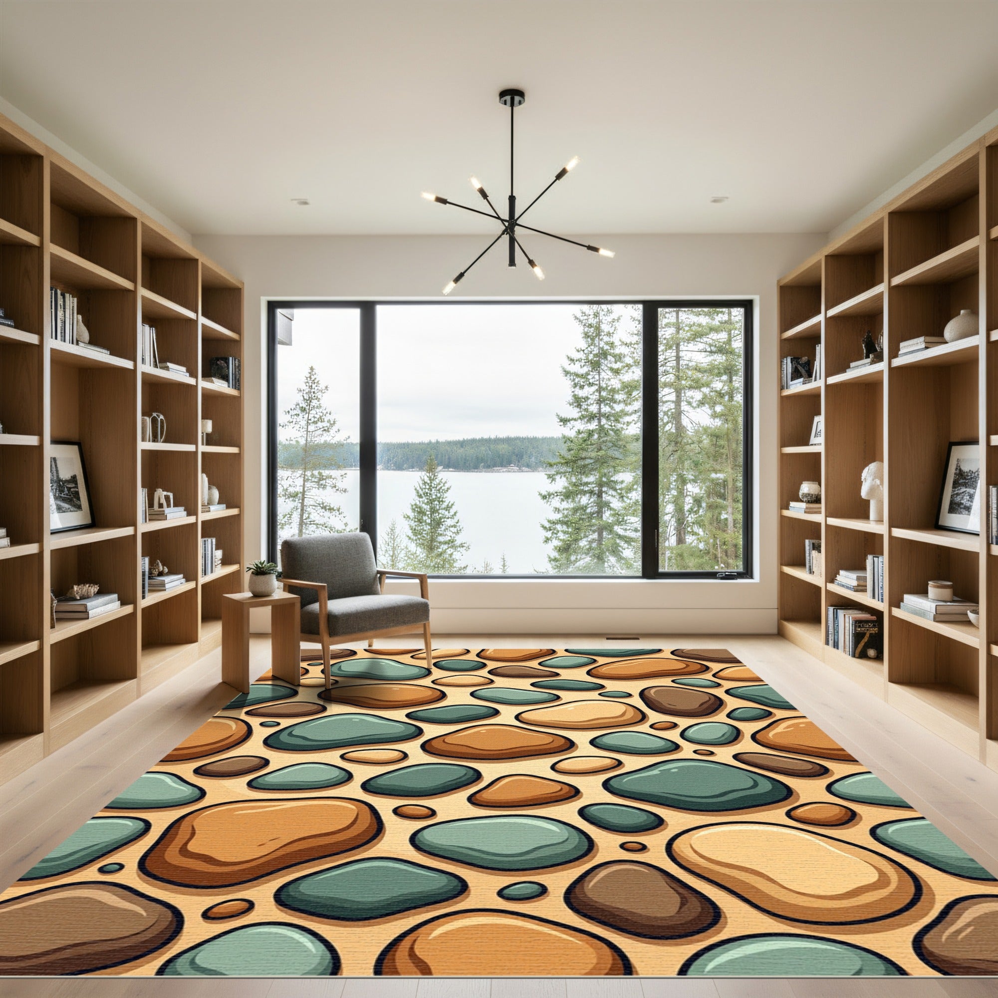 Smooth River Stone Earthy Tones Rug