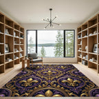 Royal Purple Gold Fleur de Lis Rug