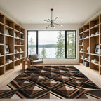Geometric Wood Tone Pyramid Diamond Rug