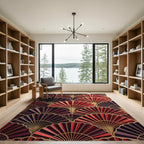Red Ombre Fan Art Deco Rug