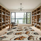 Whimsical Mouse Sketch Neutral Repeat Rug