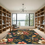 Coral Rose Garden Botanical Wallpaper Rug