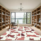 Whimsical Dusty Rose Cat Illustrator Rug