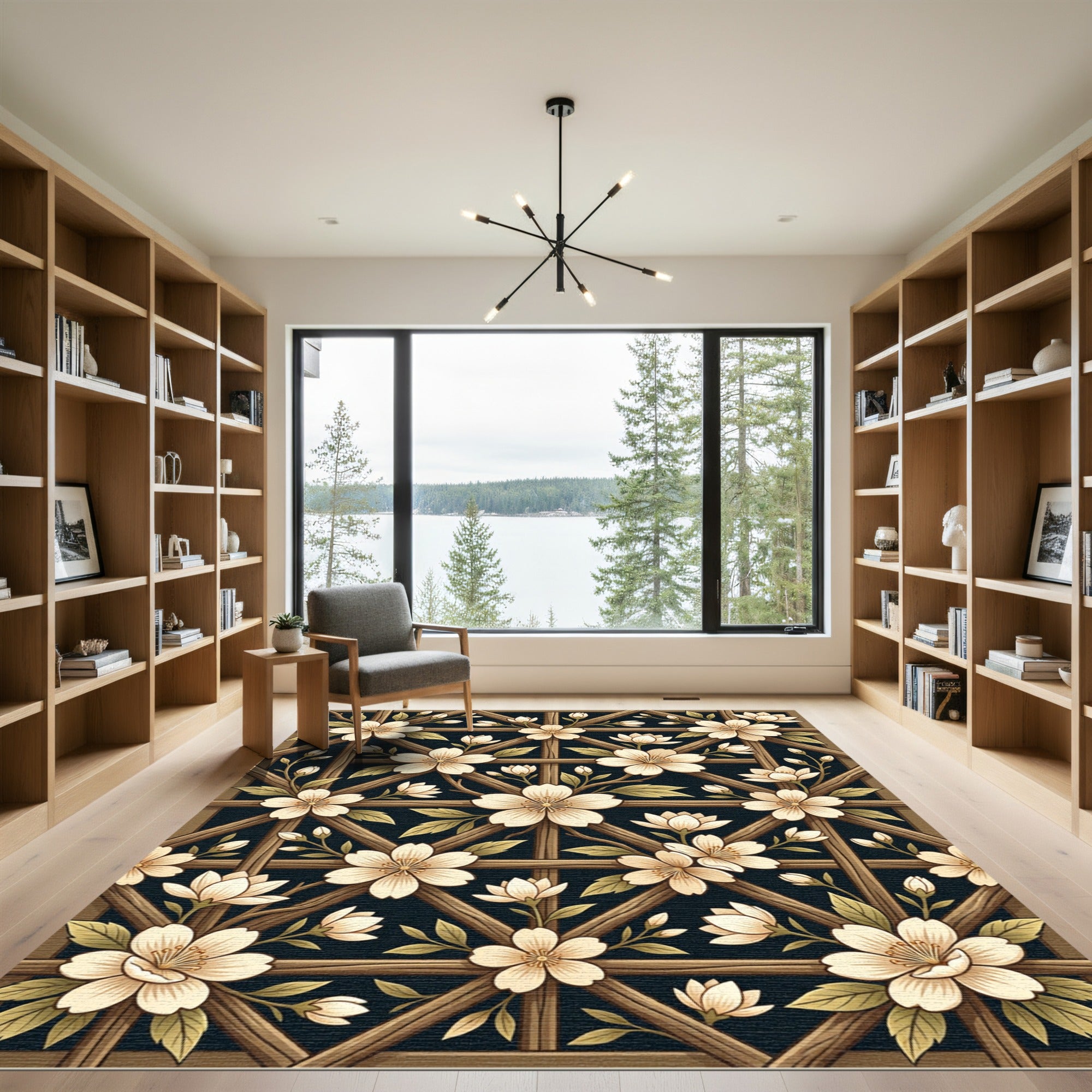 Blooming Cherry Blossom Lattice Trellis Rug