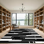 Monochrome Abstract Bar Rectangles Rug