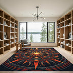 Celestial Radiant Gold Orange Sun Mandala Rug