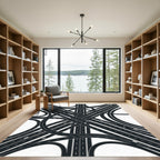 Modern Monochrome Intersecting Highway Junction Rug