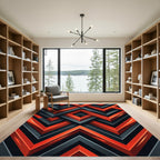 Modern Orange Chevron Geometric Rug