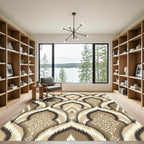 Neutral Earth Tone Ikat Medallion Rug