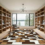 Chocolate White Woven Basket Texture Rug