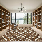 Golden Baroque Lattice Filigree Rug