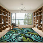 Lush Emerald Tropical Fern Spiral Rug