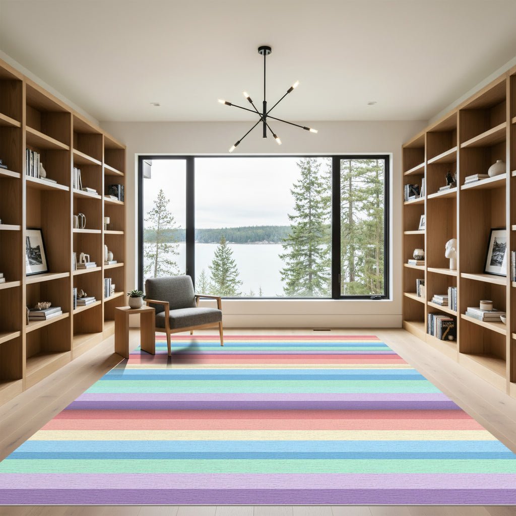 Multi-Color Pastel Horizontal Stripe Rug