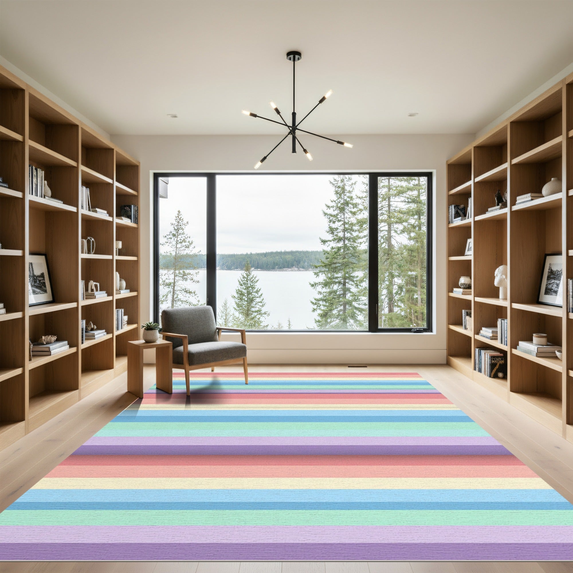 Multi-Color Pastel Horizontal Stripe Rug