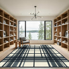 Classic Navy Cream Plaid Window Rug