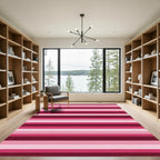 Pink And Burgundy Horizontal Stripes Rug