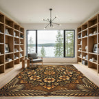 Golden Auburn Floral Medallion Rug