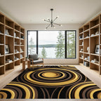 Warm Brown Yellow Concentric Circles Rug