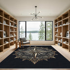 Ornate Gold Compass Medallion Floral Rug