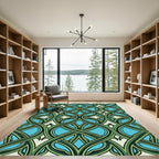 Art Nouveau Emerald Vine Intertwined Scroll Rug