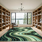 Emerald Green Swirl Agate Glitter Rug