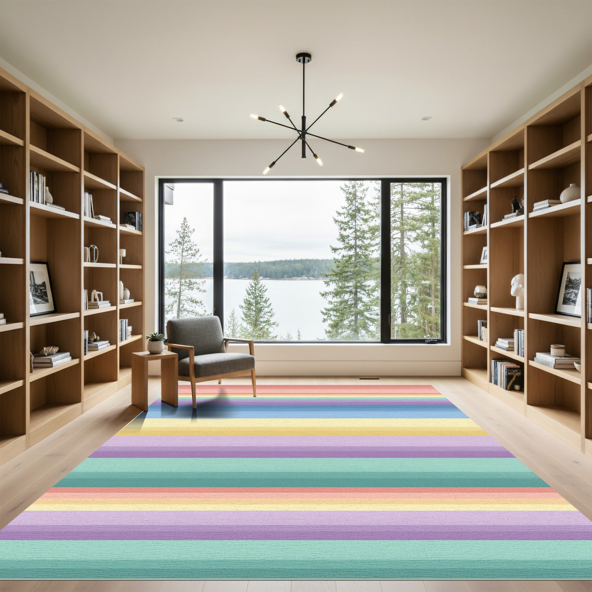 Soft Pastel Horizontal Striped Rug
