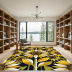 Golden Yellow Sunflower Botanical Repeat Rug
