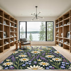 Daisies and Lavender Meadow Wildflower Rug