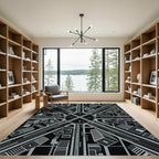 Monochrome Abstract Cityscape Intersection Rug