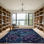 Celestial Indigo Constellation Geometric Map Rug