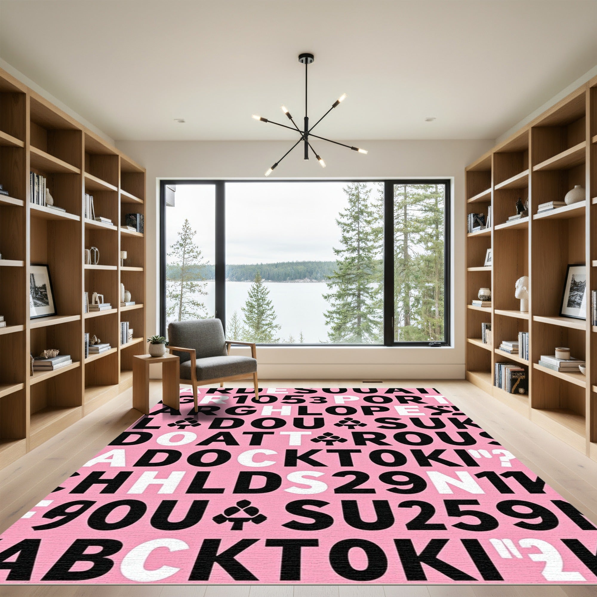 Bold Pink Typographic Collage Rug