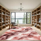 Abstract Blush And Burgundy Flowing Waves Rug