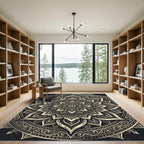 Monochrome Intricate Mandala Flourish Rug