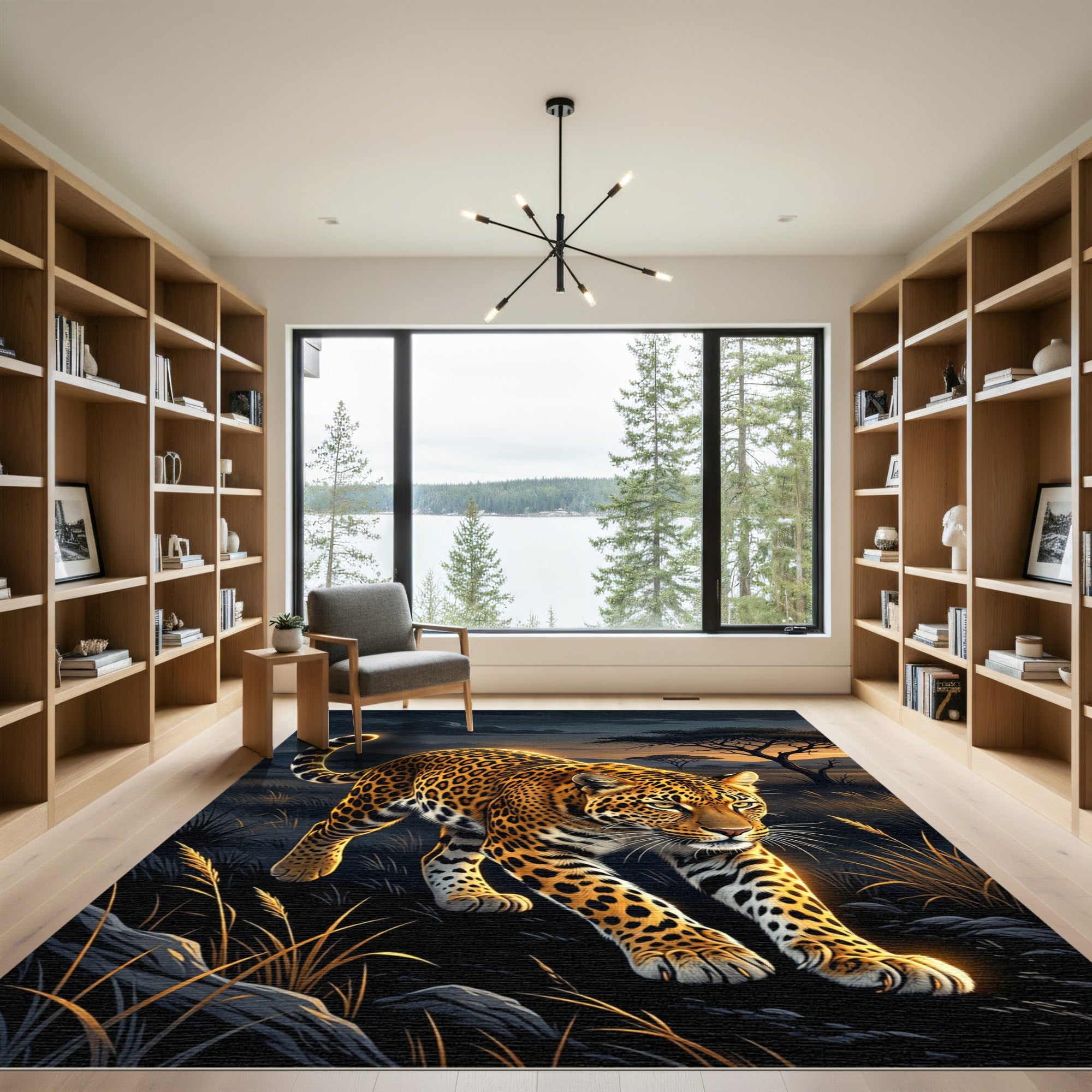 Golden Leopard Savanna Sunset Rug